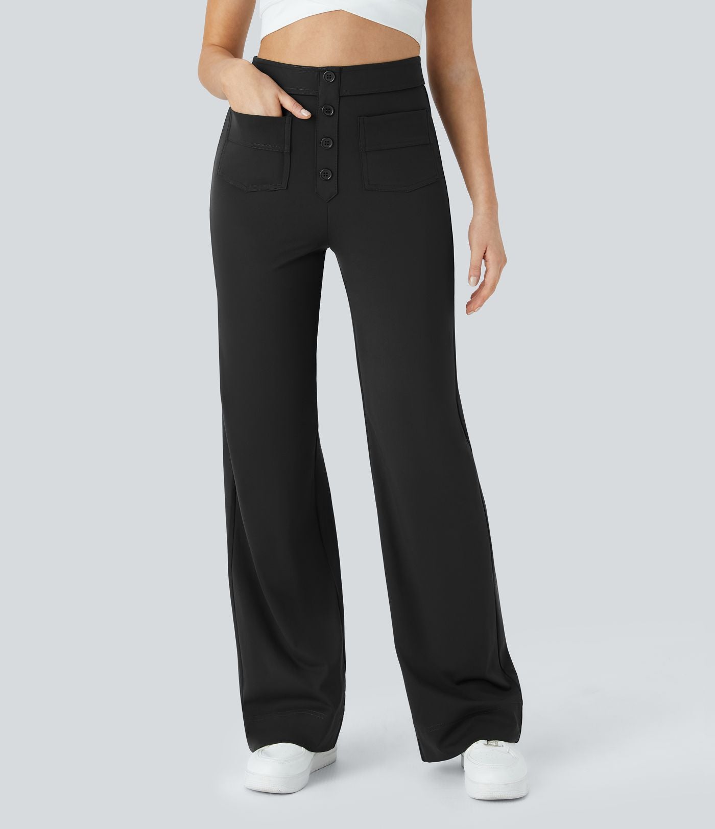 Jade - Pantaloni Casual Elasticizzati a Vita Alta