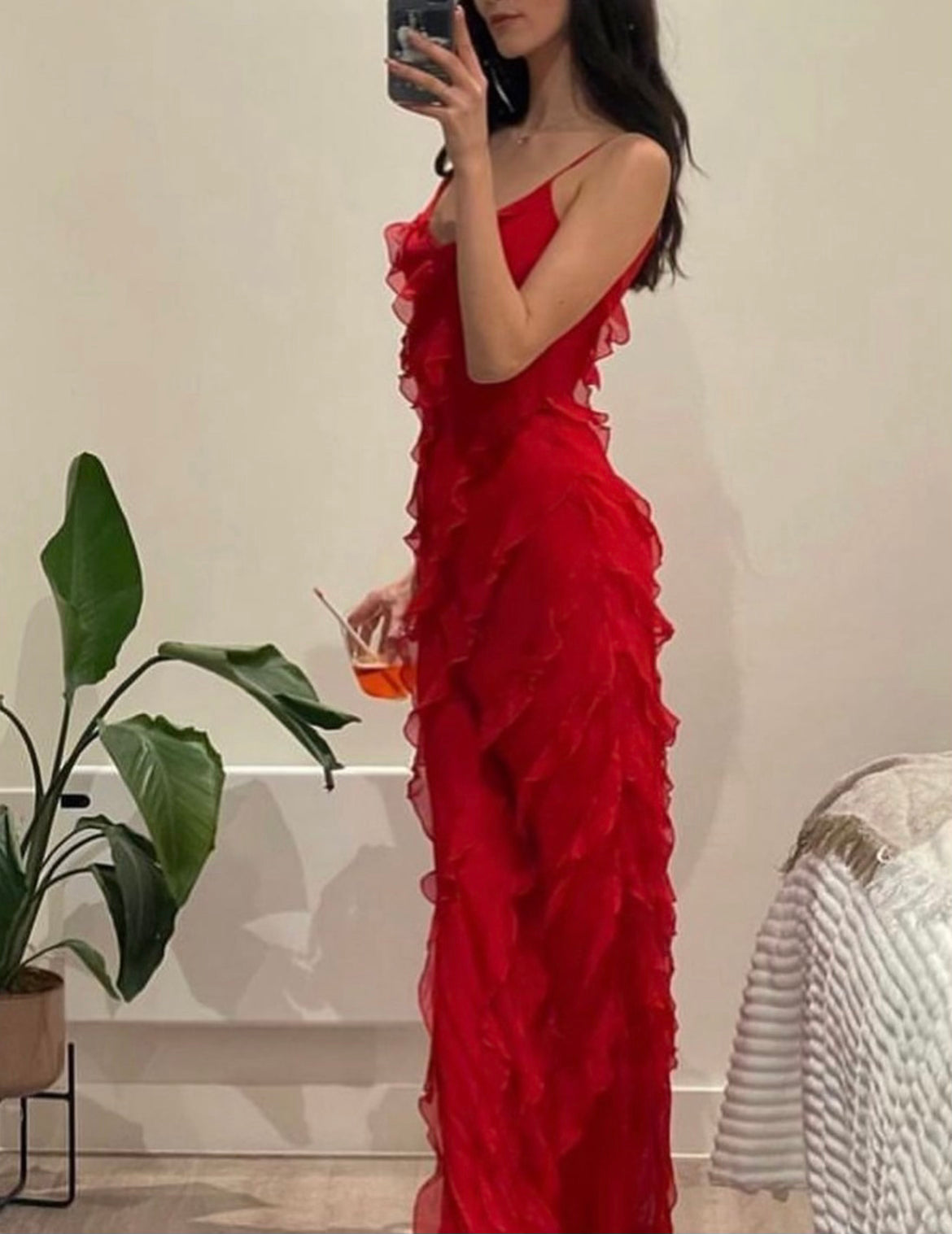 Zara – Abito lungo con volant a balze