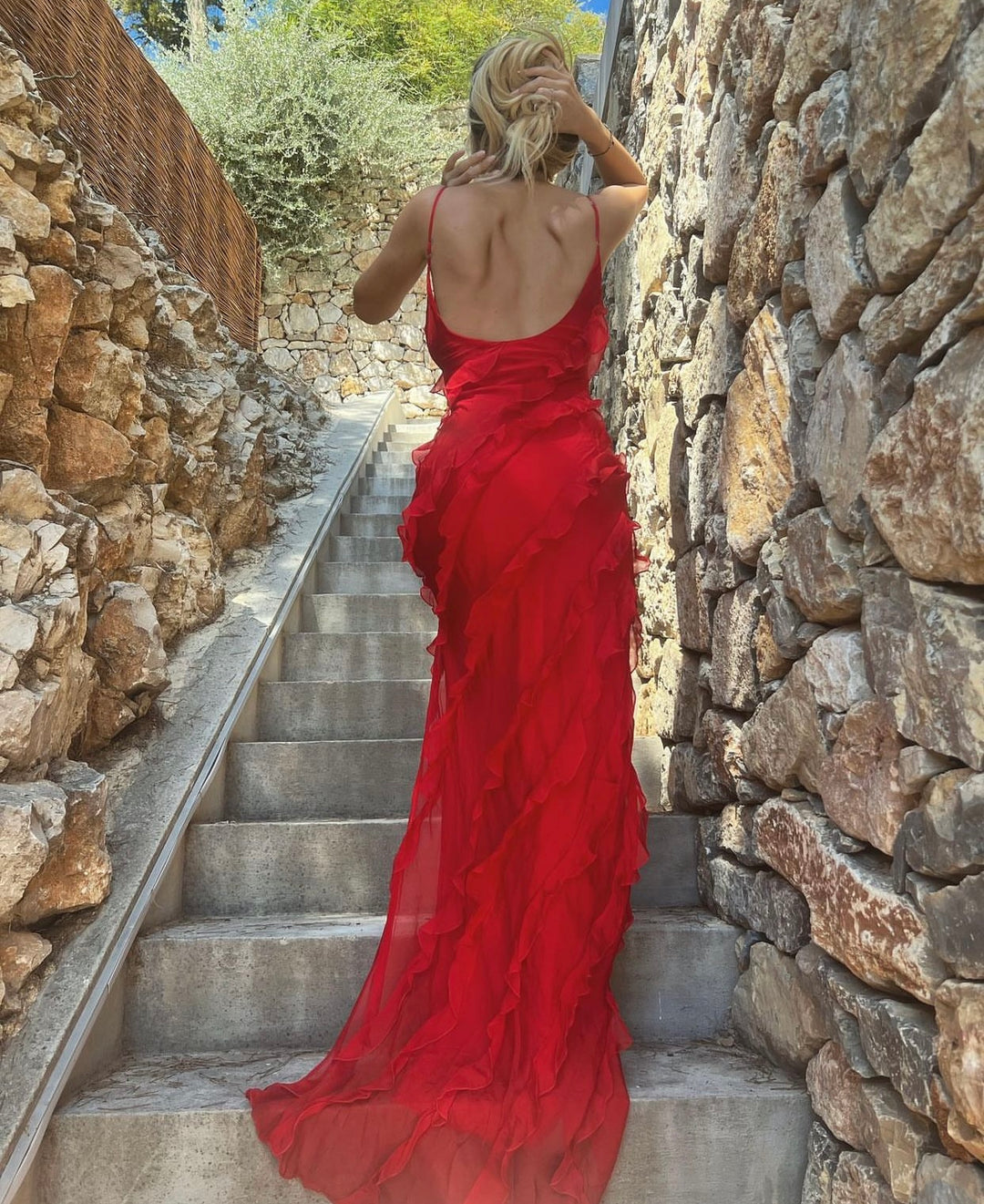 Zara – Abito lungo con volant a balze