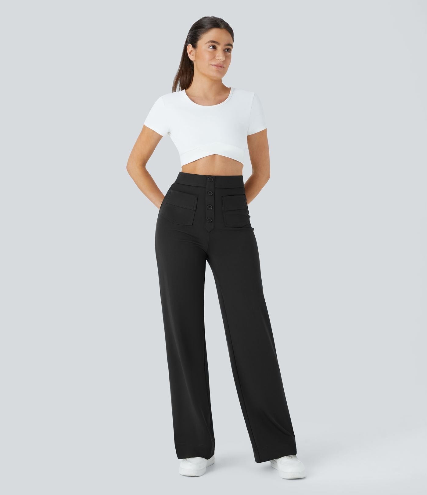 Jade - Pantaloni Casual Elasticizzati a Vita Alta