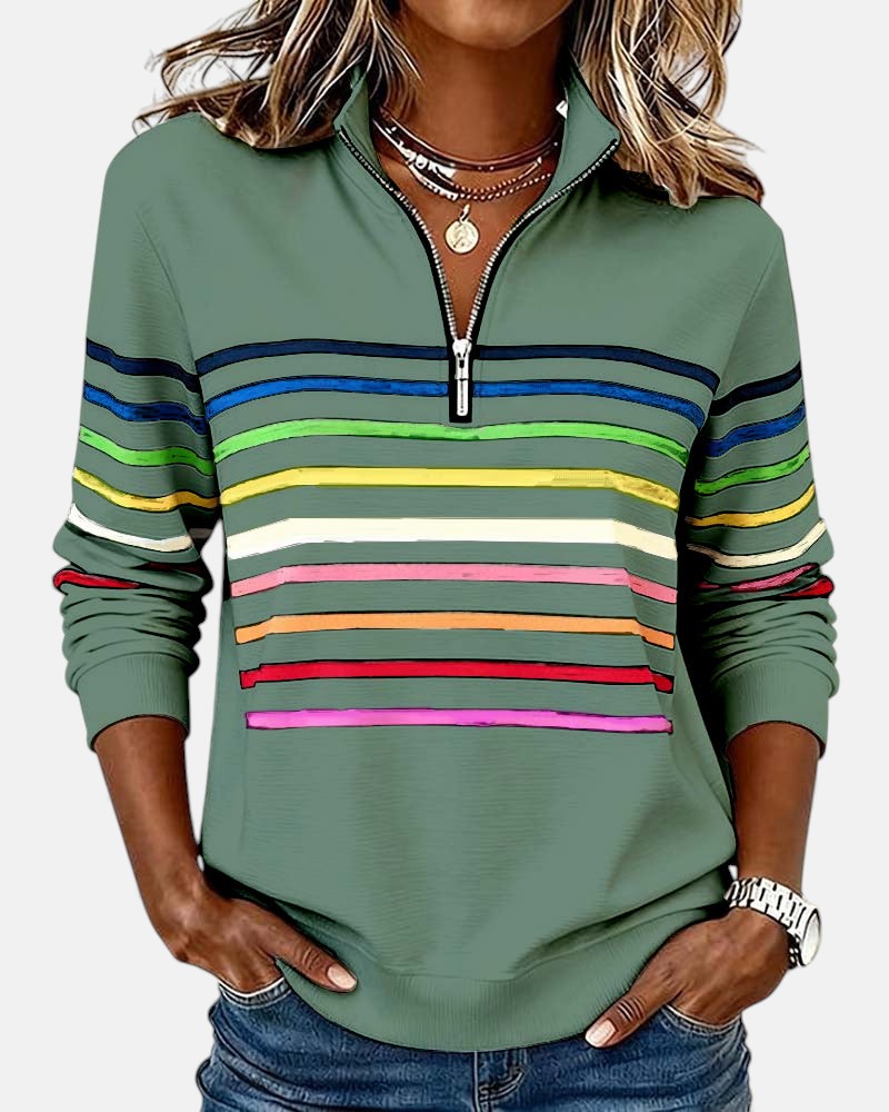 VITTORIA COMO | MAGLIONE A RIGHE CON ZIP DA DONNA