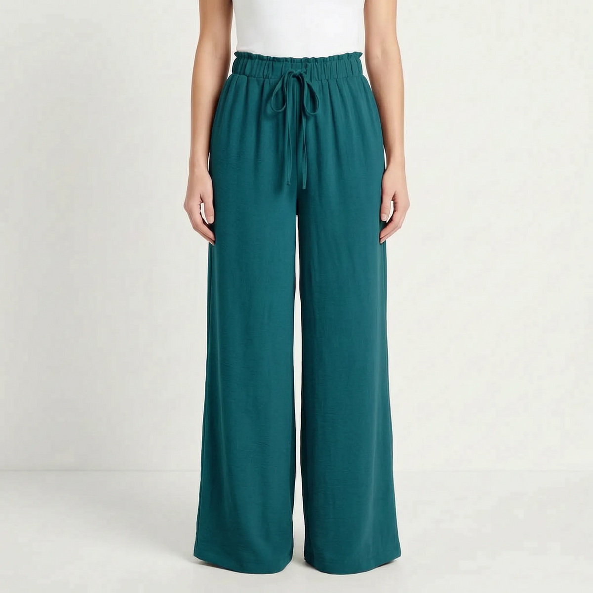AuraFlow - Pantaloni Palazzo Eleganti Con Vita Arricciata Uscite Nel Tempo Libero