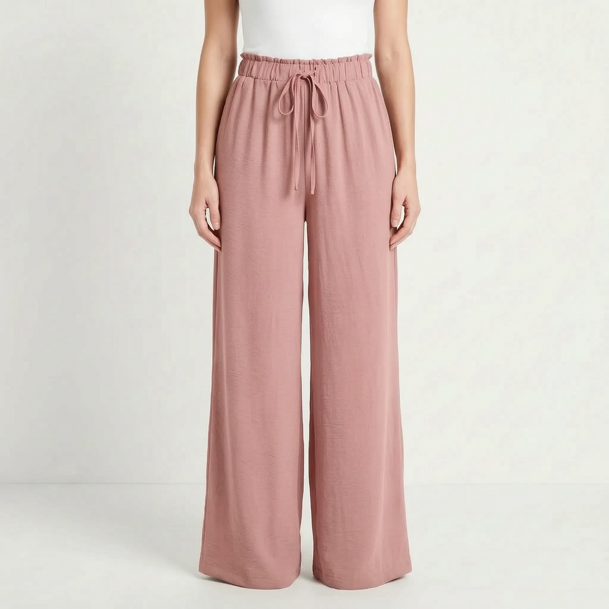 AuraFlow - Pantaloni Palazzo Eleganti Con Vita Arricciata Uscite Nel Tempo Libero
