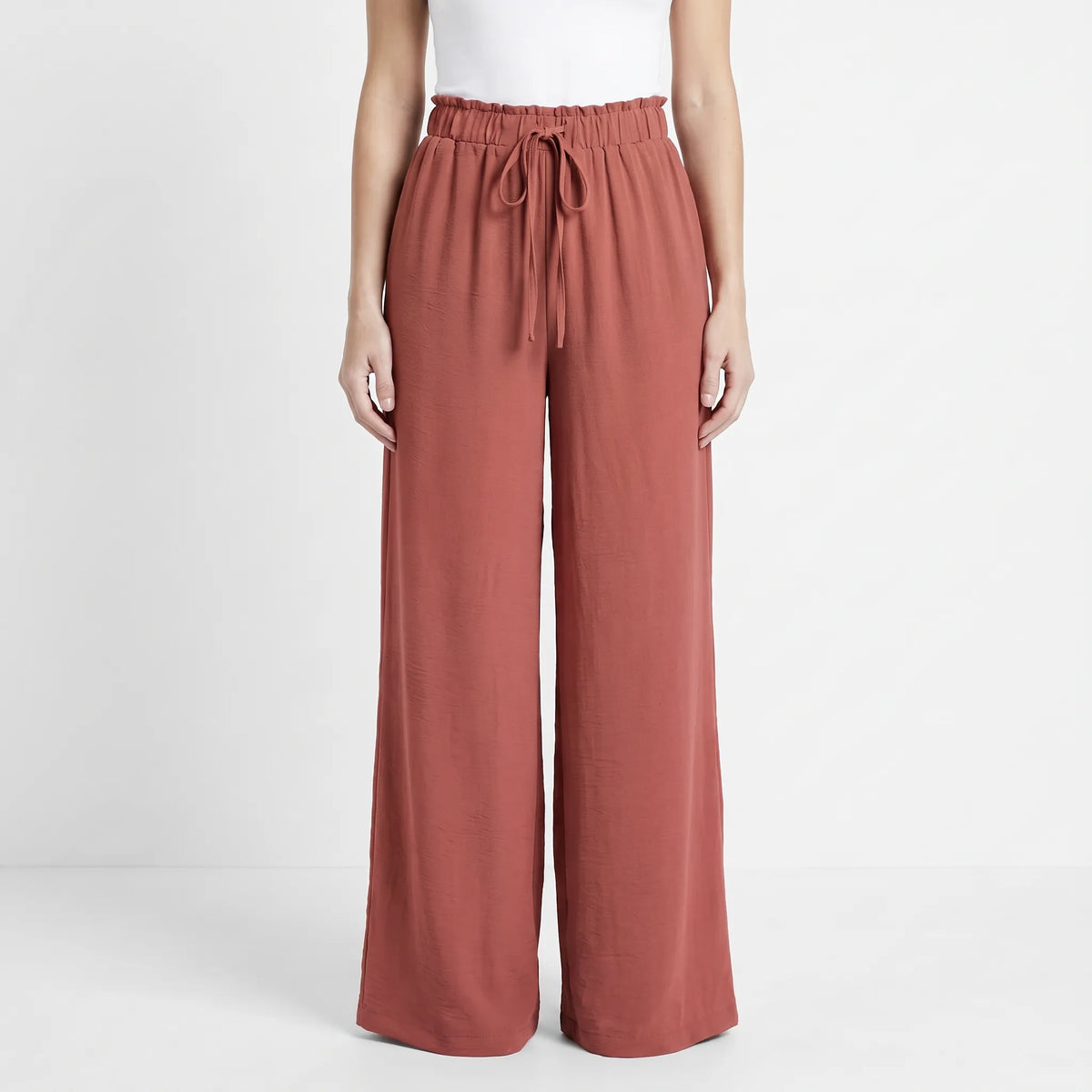 AuraFlow - Pantaloni Palazzo Eleganti Con Vita Arricciata Uscite Nel Tempo Libero