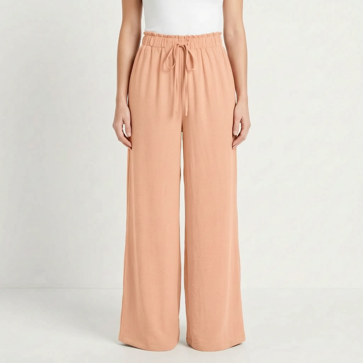 AuraFlow - Pantaloni Palazzo Eleganti Con Vita Arricciata Uscite Nel Tempo Libero