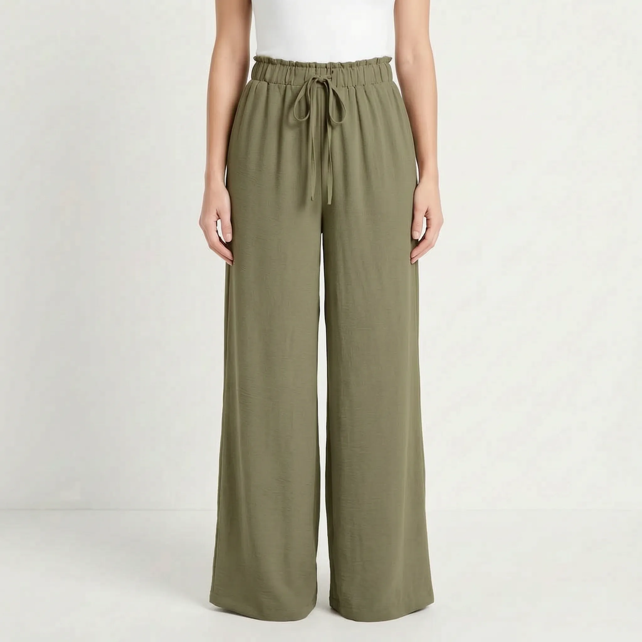 AuraFlow - Pantaloni Palazzo Eleganti Con Vita Arricciata Uscite Nel Tempo Libero
