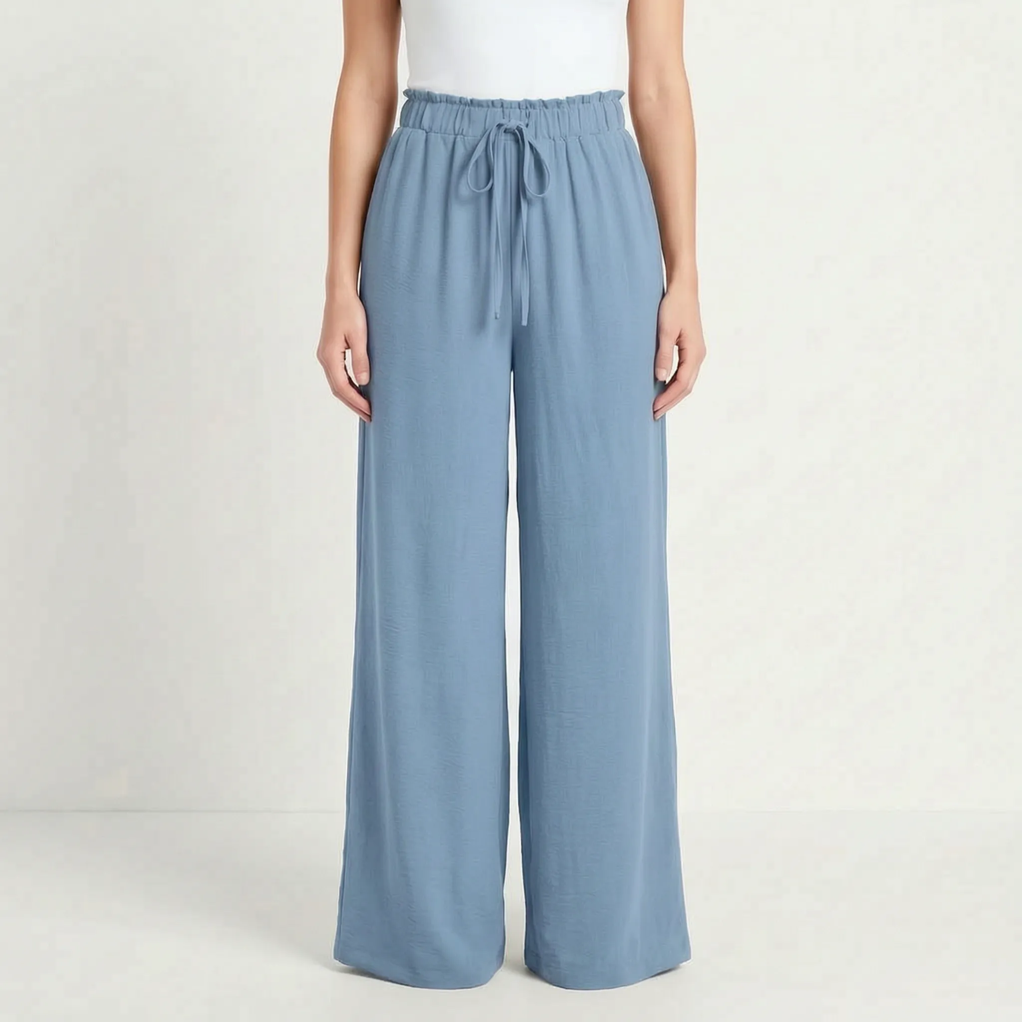 AuraFlow - Pantaloni Palazzo Eleganti Con Vita Arricciata Uscite Nel Tempo Libero