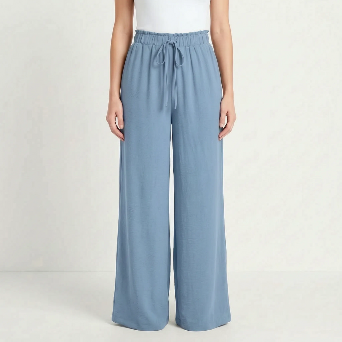 AuraFlow - Pantaloni Palazzo Eleganti Con Vita Arricciata Uscite Nel Tempo Libero
