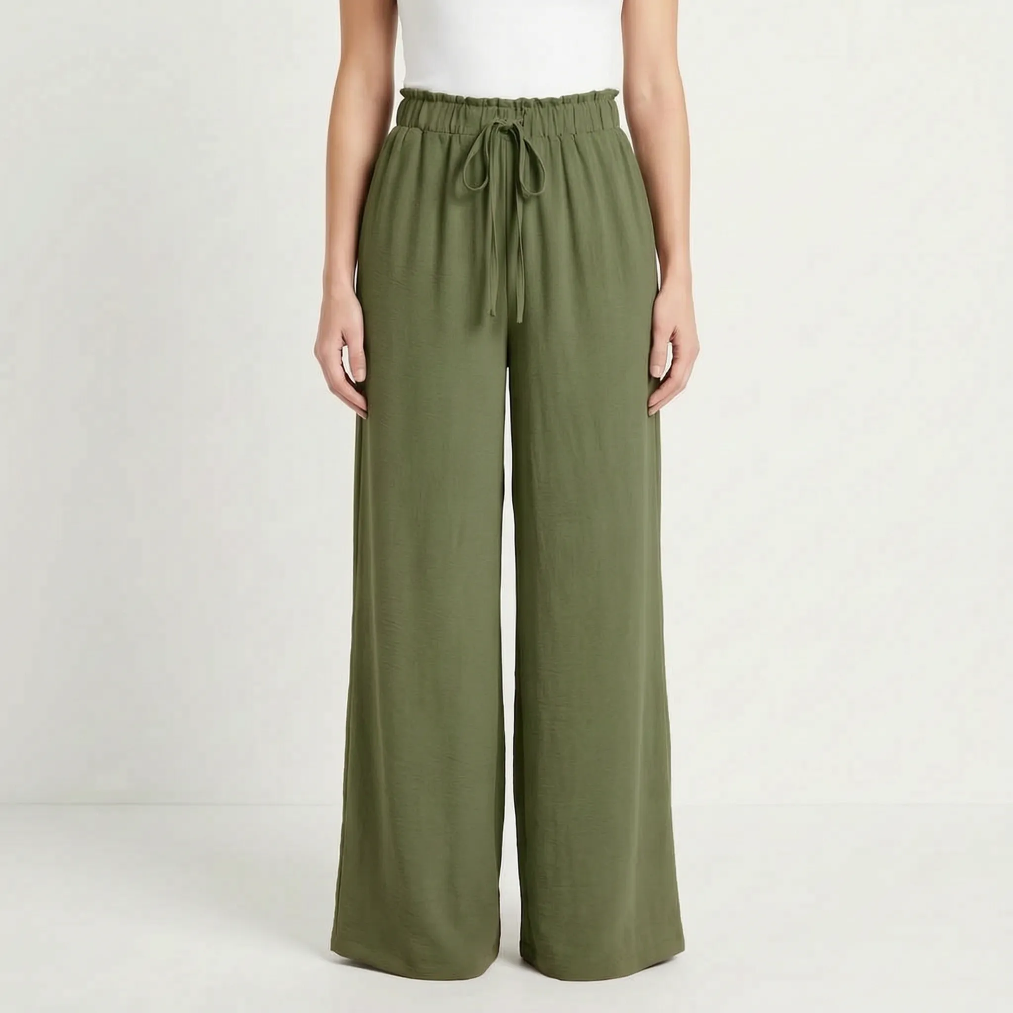 AuraFlow - Pantaloni Palazzo Eleganti Con Vita Arricciata Uscite Nel Tempo Libero