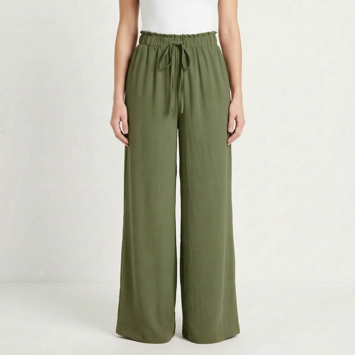 AuraFlow - Pantaloni Palazzo Eleganti Con Vita Arricciata Uscite Nel Tempo Libero