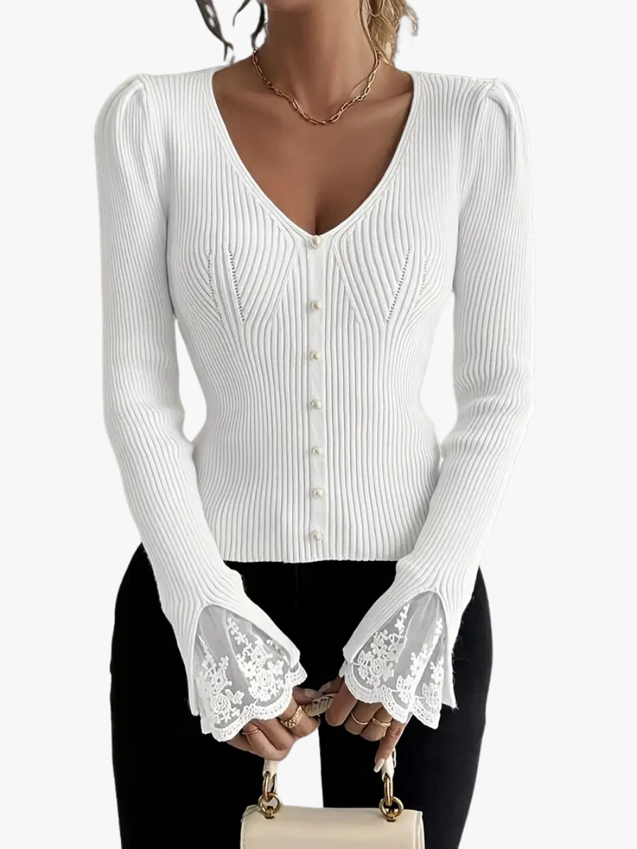 VITTORIA COMO | MAGLIONE A COSTE CON SCOLLO A V DA DONNA