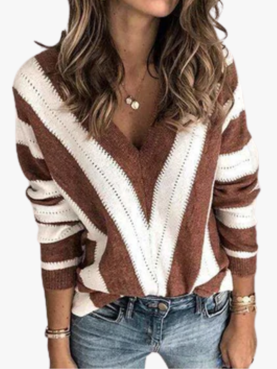 VITTORIA COMO | MAGLIONE A RIGHE CON SCOLLO A V DA DONNA
