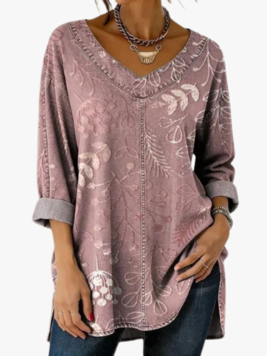 VITTORIA COMO | BLUSA STAMPATA CON SCOLLO A V DA DONNA