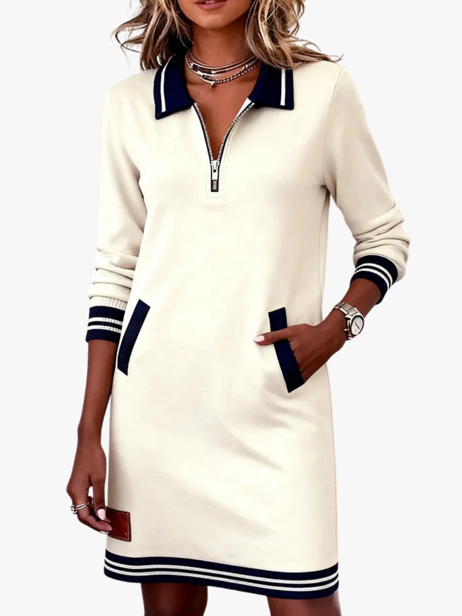 VITTORIA COMO | ABITO IN COTONE CHIC A MANICHE LUNGHE DA DONNA