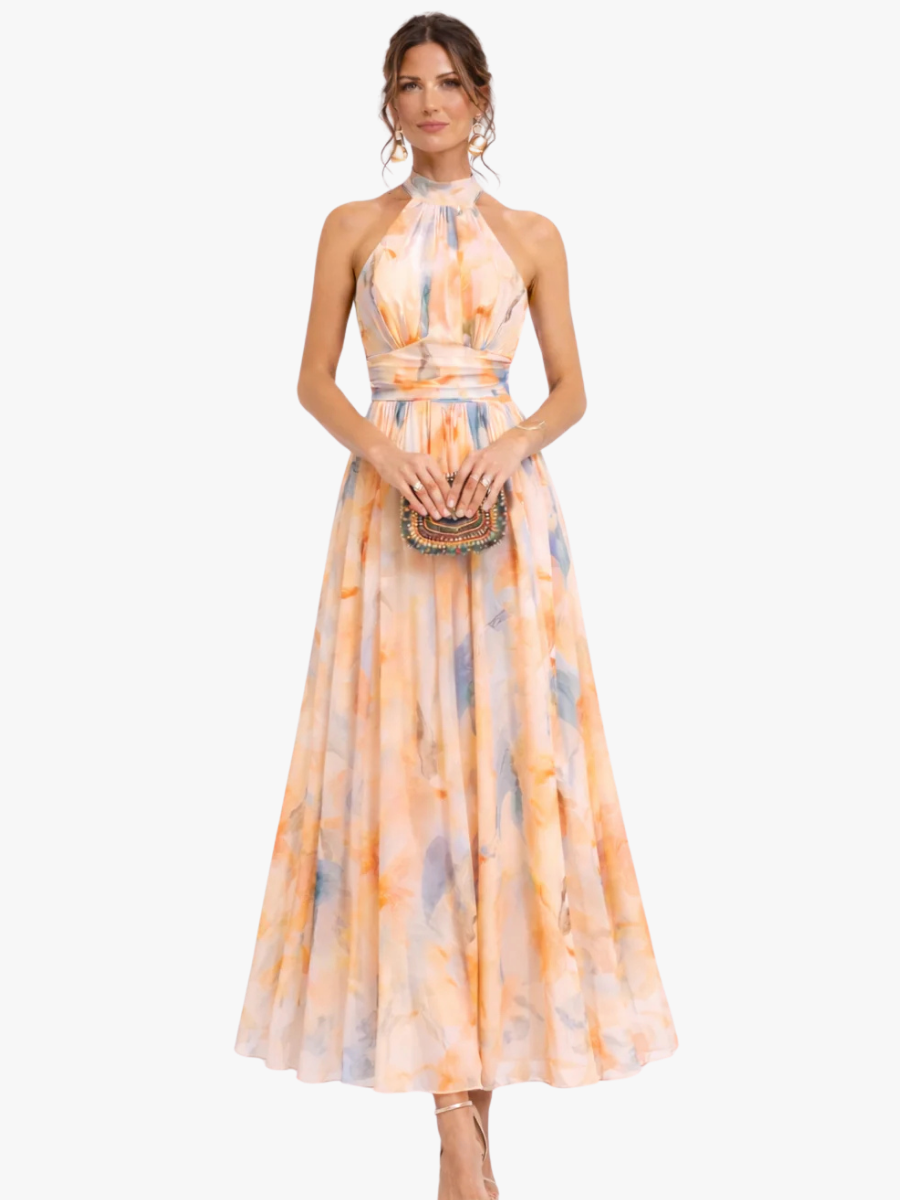 VITTORIA COMO | ABITO MAXI ELEGANTE CON COLLO HALTER PER DONNA