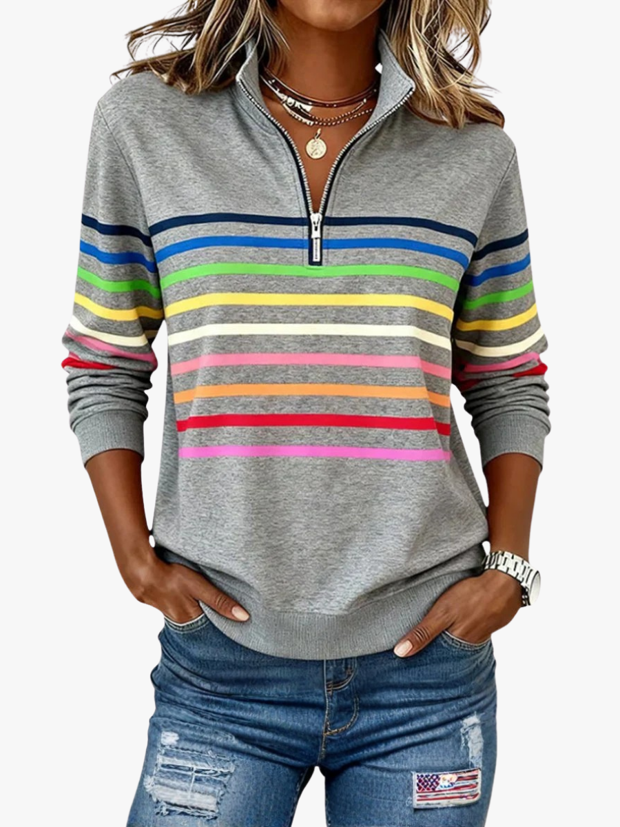 VITTORIA COMO | MAGLIONE A RIGHE CON ZIP DA DONNA