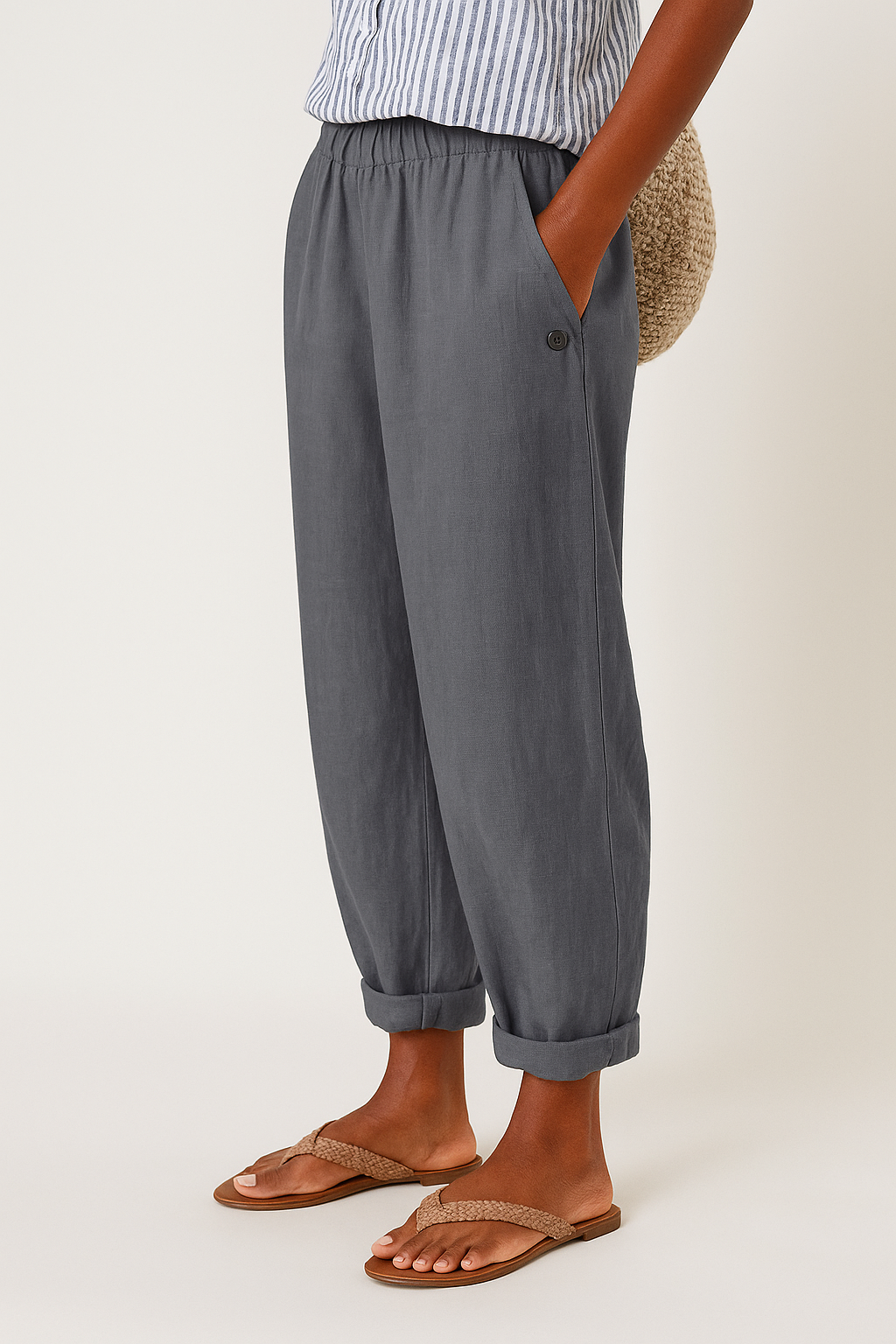 VITTORIA COMO | PANTALONI FUSEAUX IN LINO MISTO DA DONNA