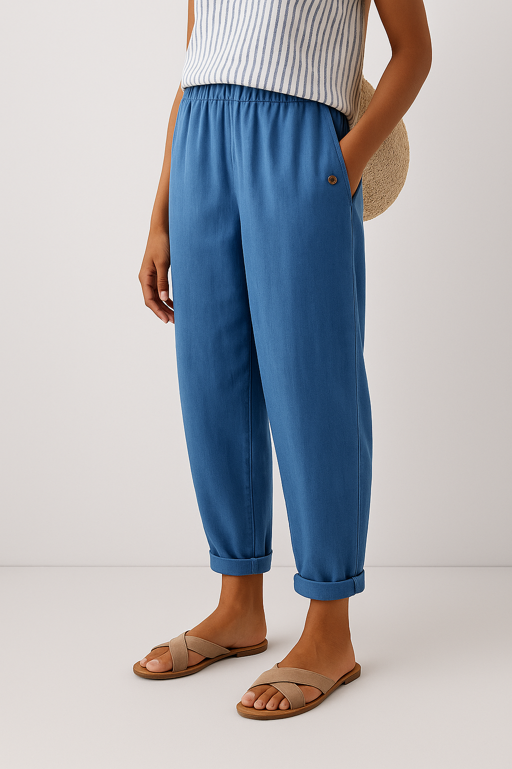 VITTORIA COMO | PANTALONI FUSEAUX IN LINO MISTO DA DONNA