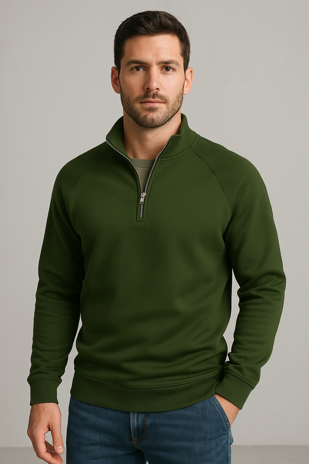 Antonio – Maglione da uomo in maglia con mezza zip, elegante