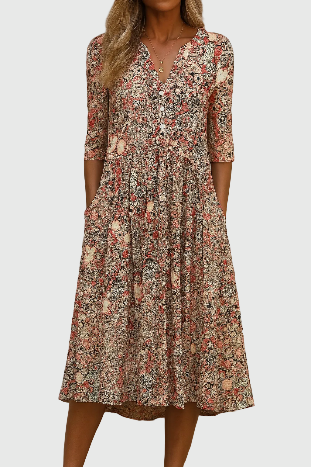 VITTORIA COMO | ABITO MIDI CON SCOLLO A V DA DONNA