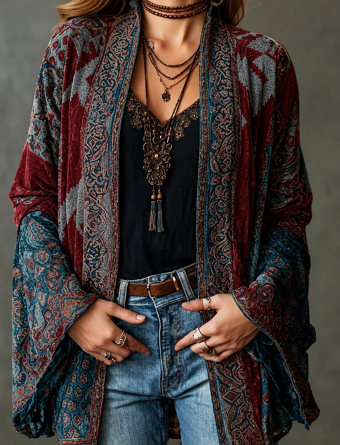 VITTORIA COMO | GIACCA BOHO IN VELLUTO DA DONNA