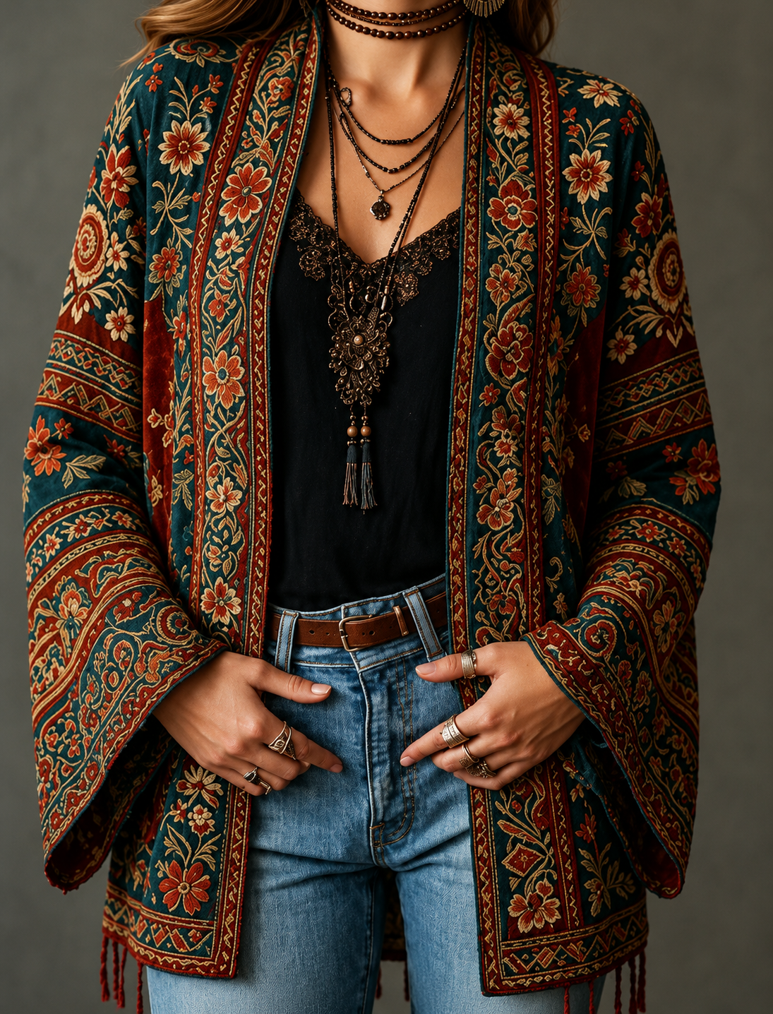 VITTORIA COMO | GIACCA BOHO IN VELLUTO DA DONNA