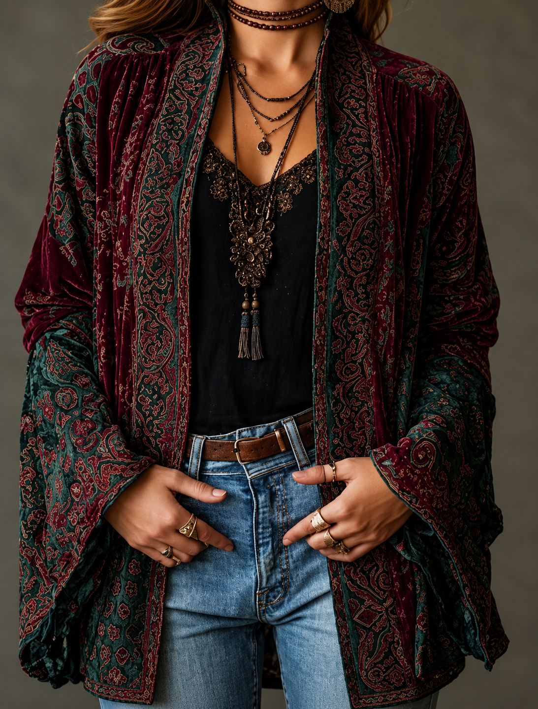 VITTORIA COMO | GIACCA BOHO IN VELLUTO DA DONNA
