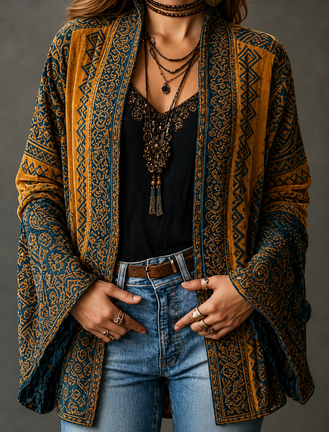 VITTORIA COMO | GIACCA BOHO IN VELLUTO DA DONNA