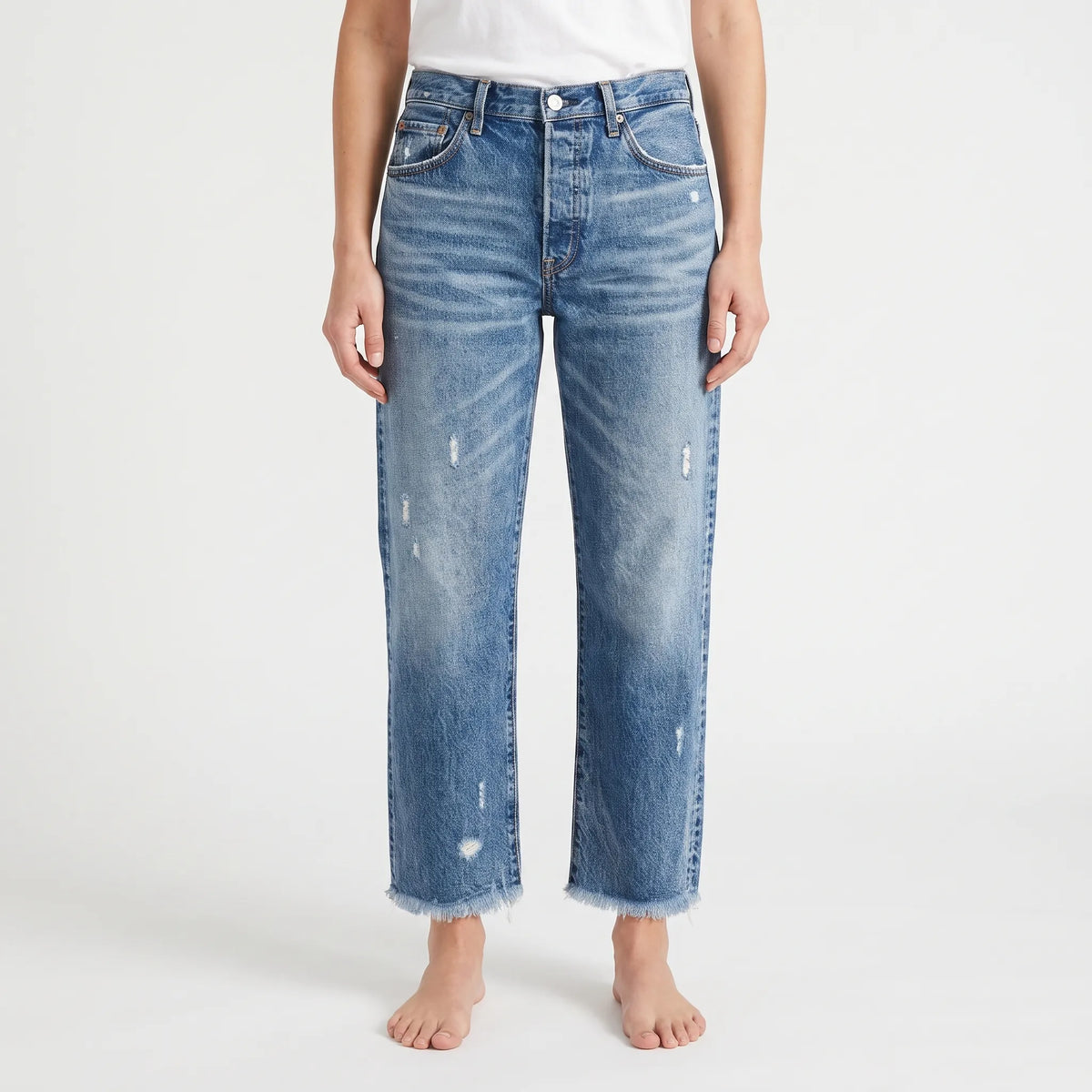 Denimara - Jeans Cropped Donna Dal Taglio Dritto Uscite Informali