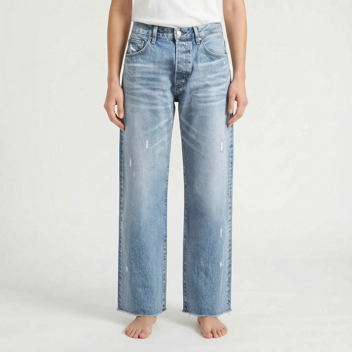 Denimara - Jeans Cropped Donna Dal Taglio Dritto Uscite Informali