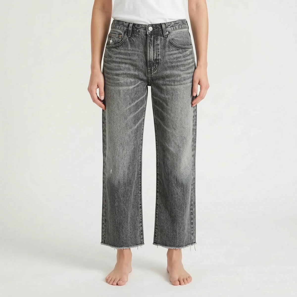 Denimara - Jeans Cropped Donna Dal Taglio Dritto Uscite Informali