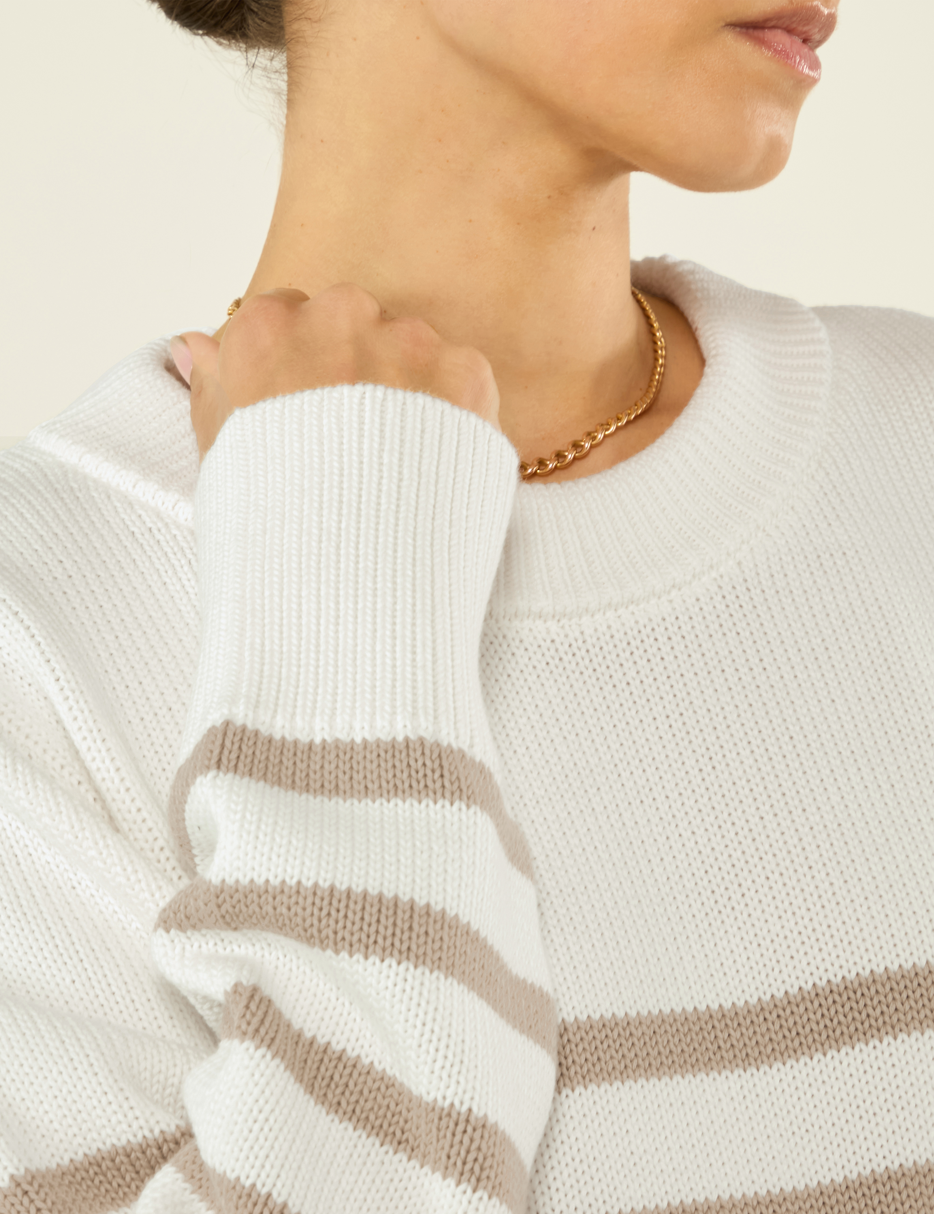 Isla - Maglione Devon: Cotone, righe color latte
