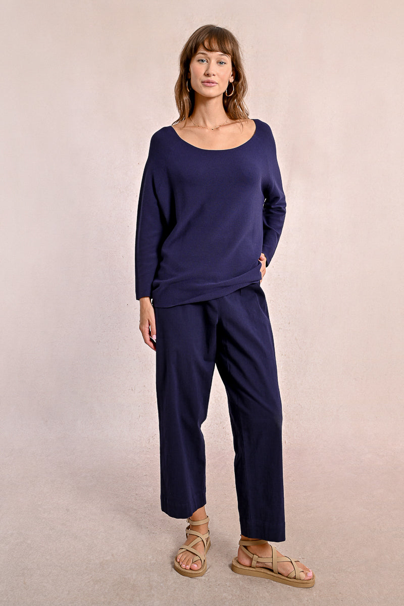 Eliza – Maglione Estivo a Manica a Kimono Blu Scuro