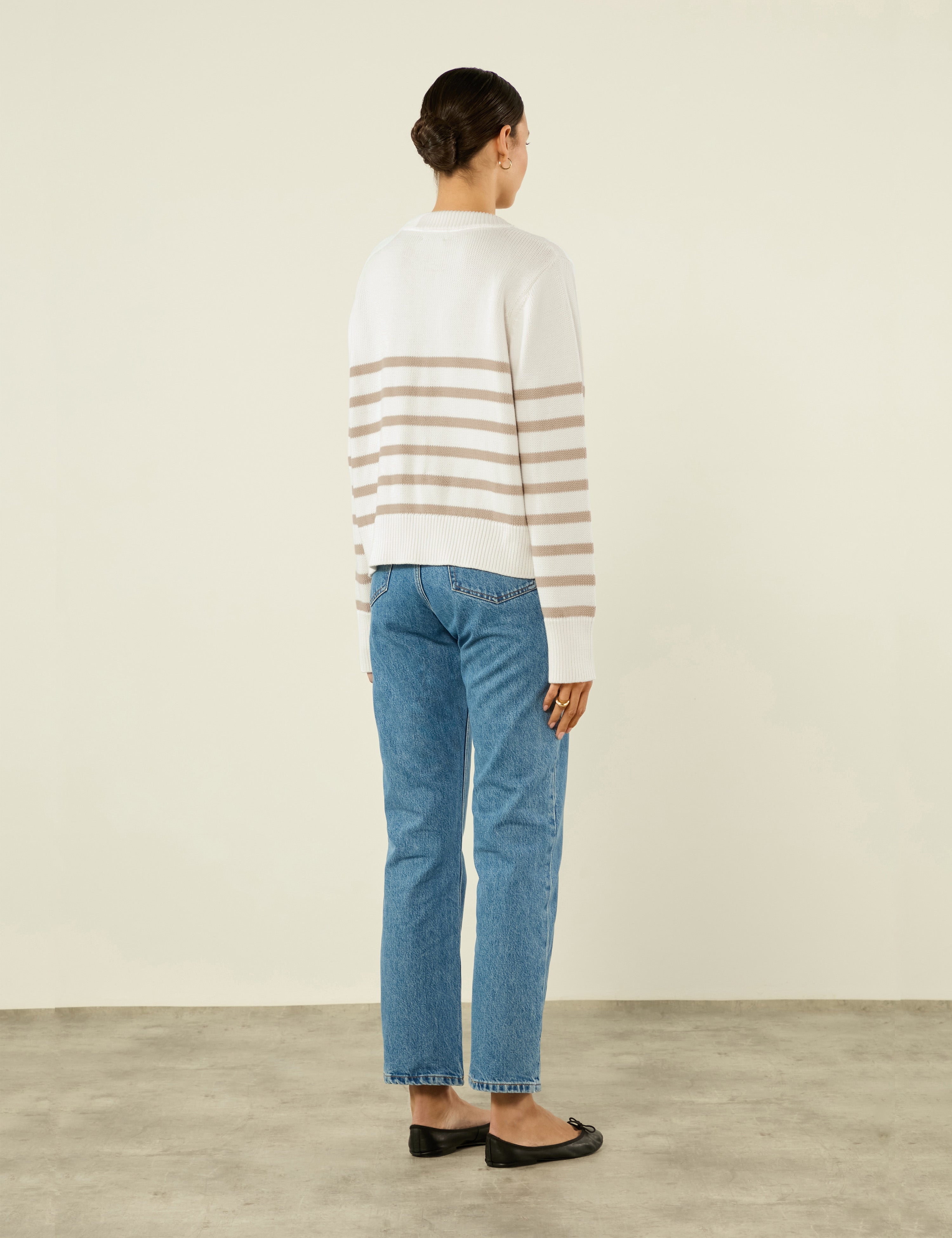 Isla - Maglione Devon: Cotone, righe color latte