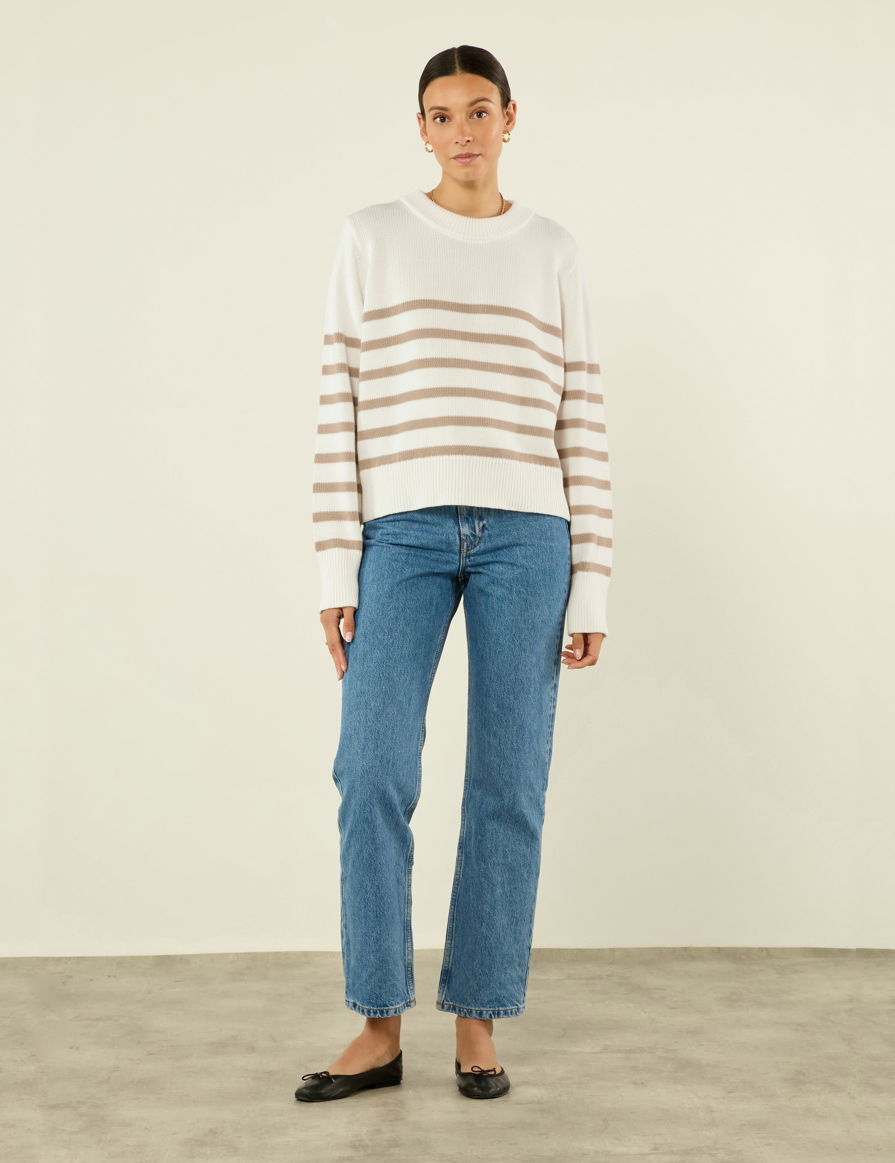 Isla - Maglione Devon: Cotone, righe color latte