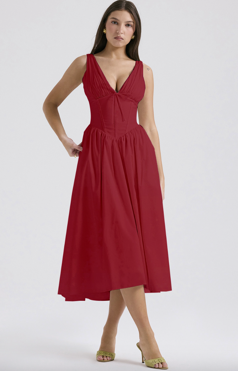 Lavinia – Vestito midi con corpetto a corsetto