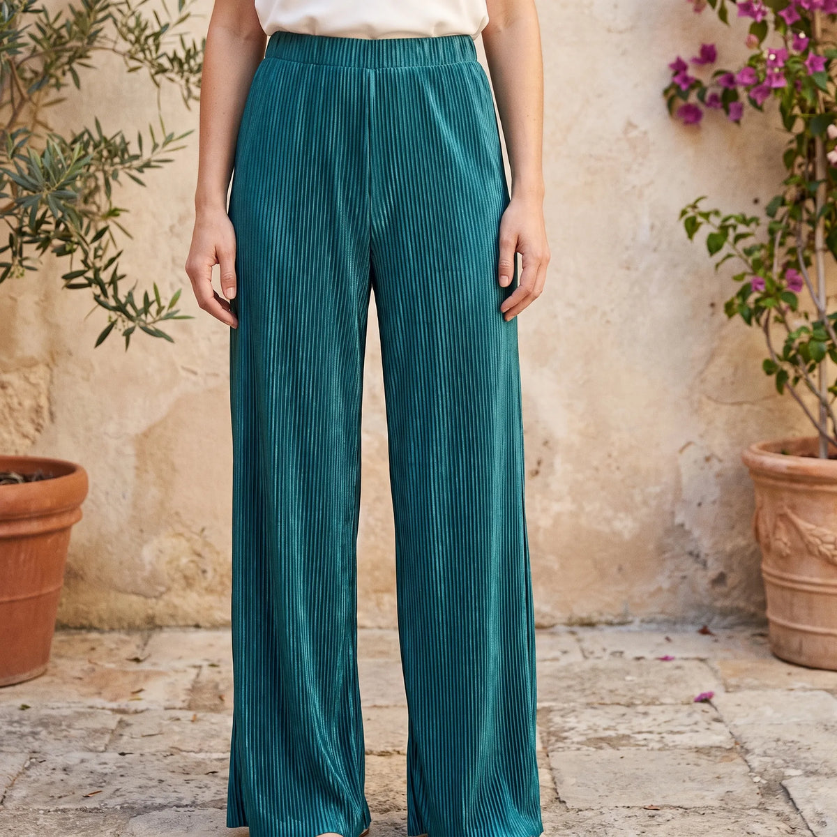 Pleatura - Pantaloni Palazzo Donna Eleganti Passeggiate In Città