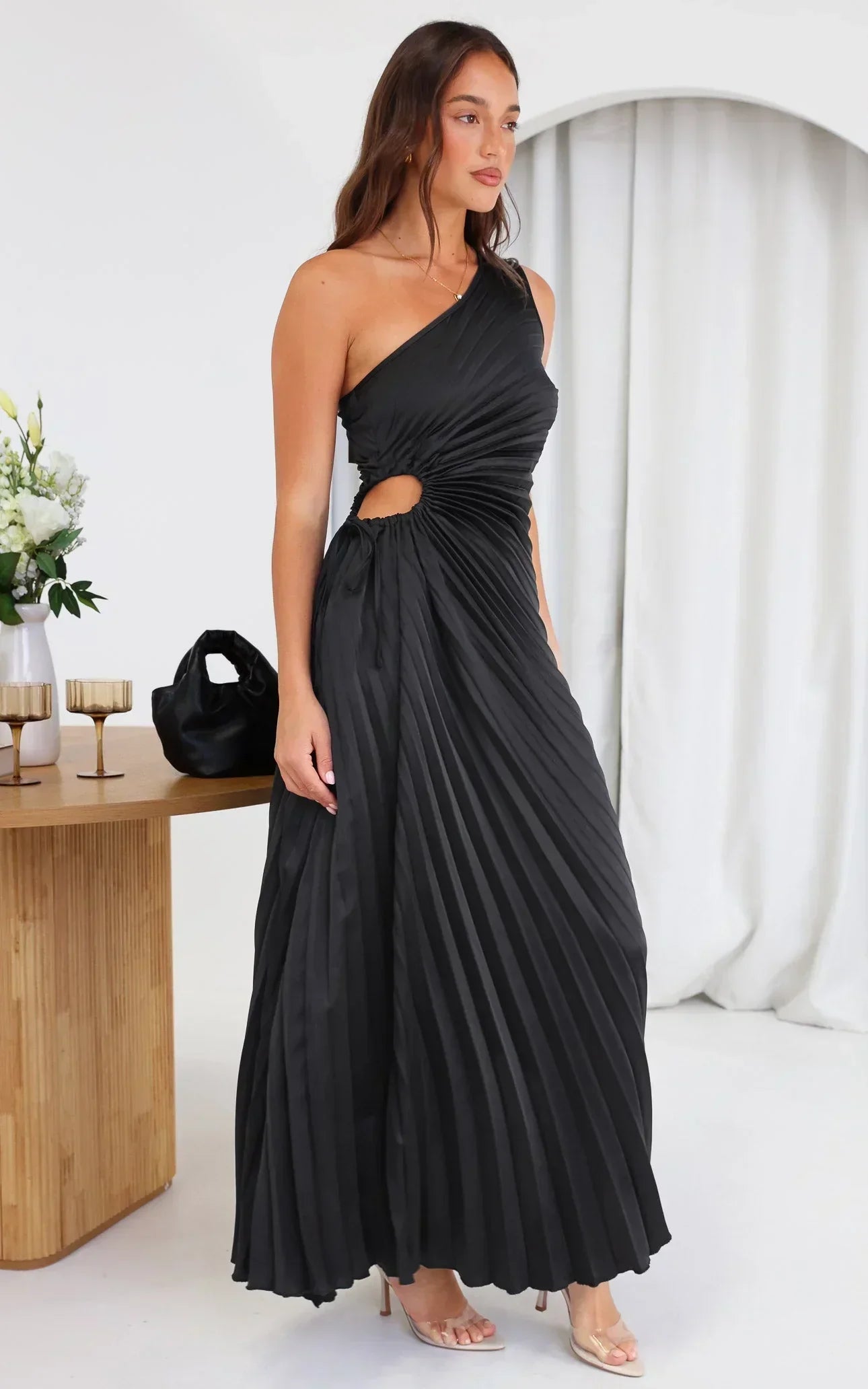Sylviana – Twist-Pleated Midi Dress