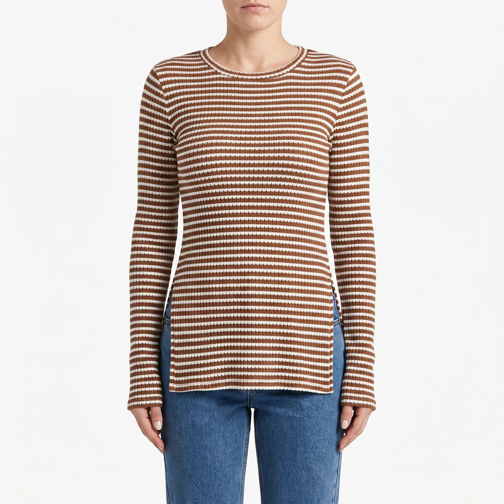 RibbedGlow - Maglia A Coste Donna Uso Quotidiano