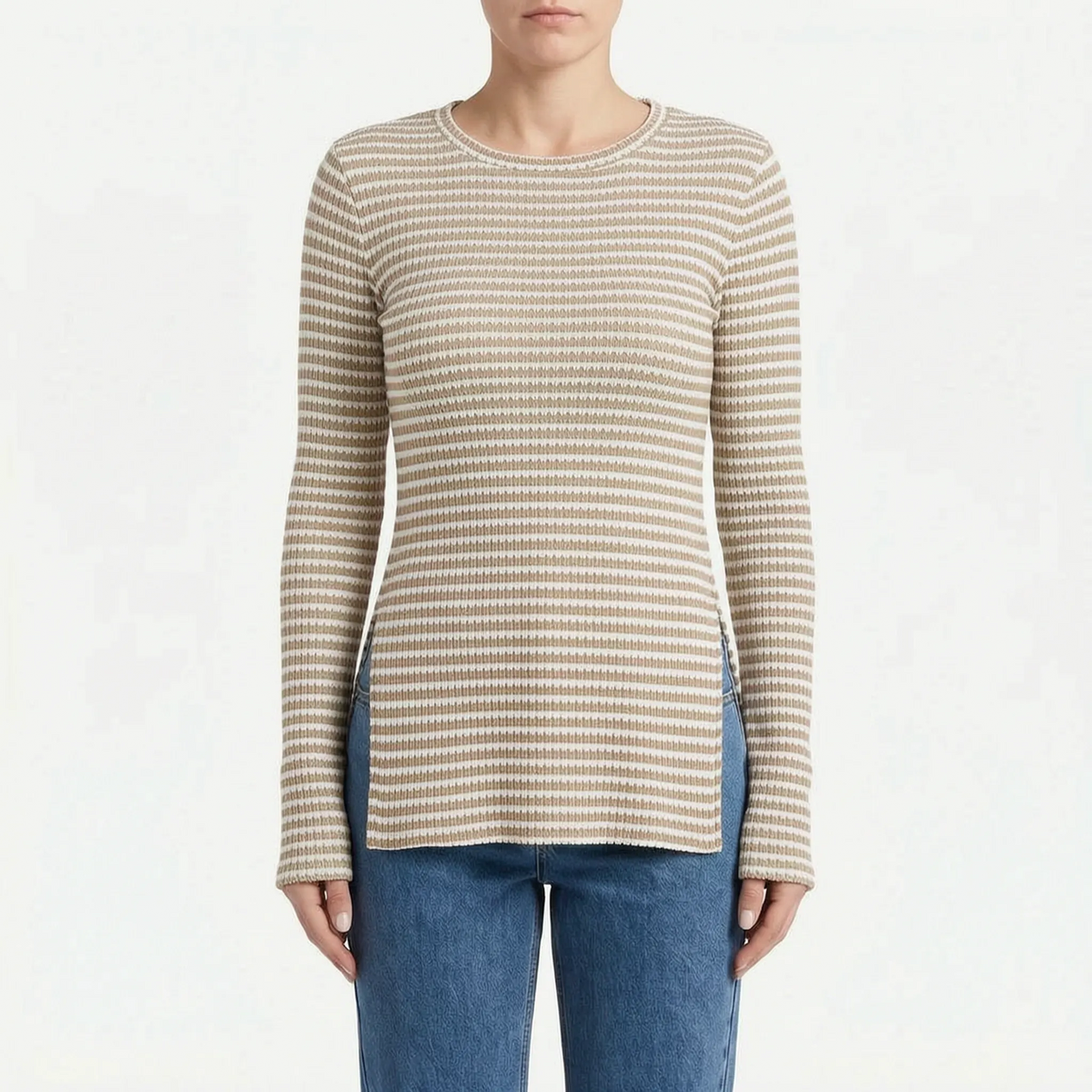 RibbedGlow - Maglia A Coste Donna Uso Quotidiano