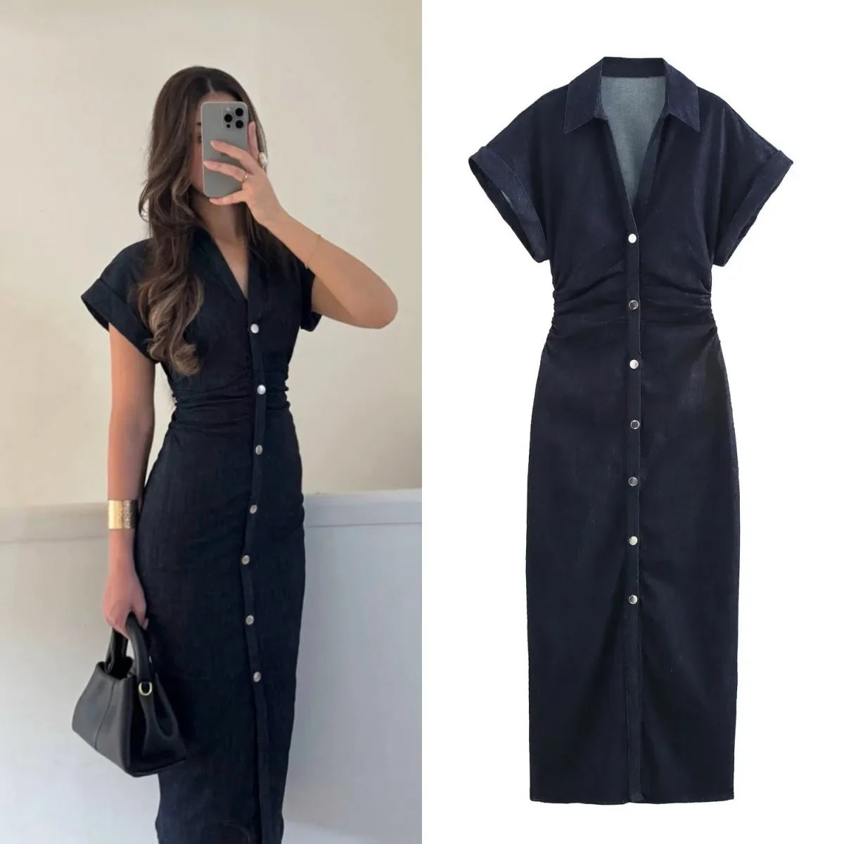 VITTORIA COMO | ABITO MIDI IN DENIM PER DONNA