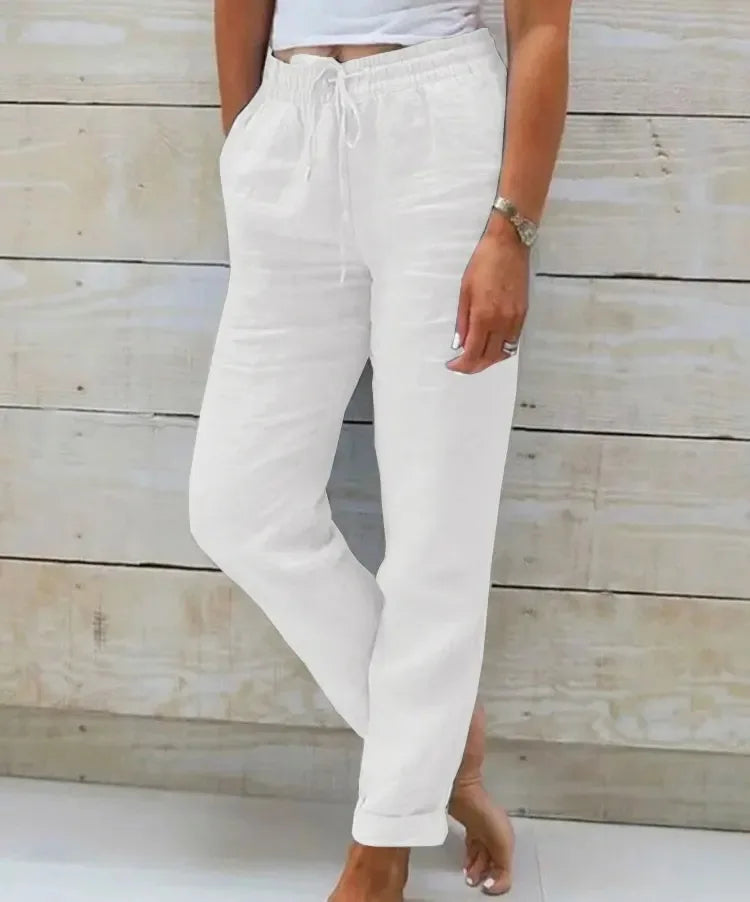 VITTORIA COMO | PANTALONI ESTIVI A VITA ALTA DA DONNA