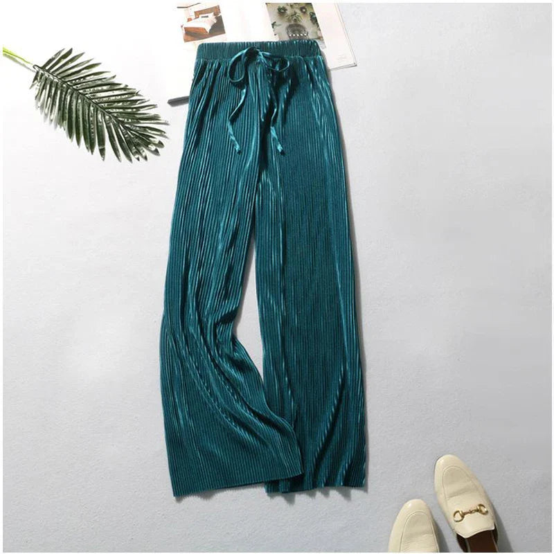 VITTORIA COMO | PANTALONI PLISSETTATI A GAMBA LARGA DA DONNA