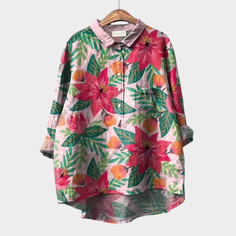 FRANCESCA | Blusa Floreale Oversize con Colori Vivaci ed Eleganza Confortevole per Ogni Giorno