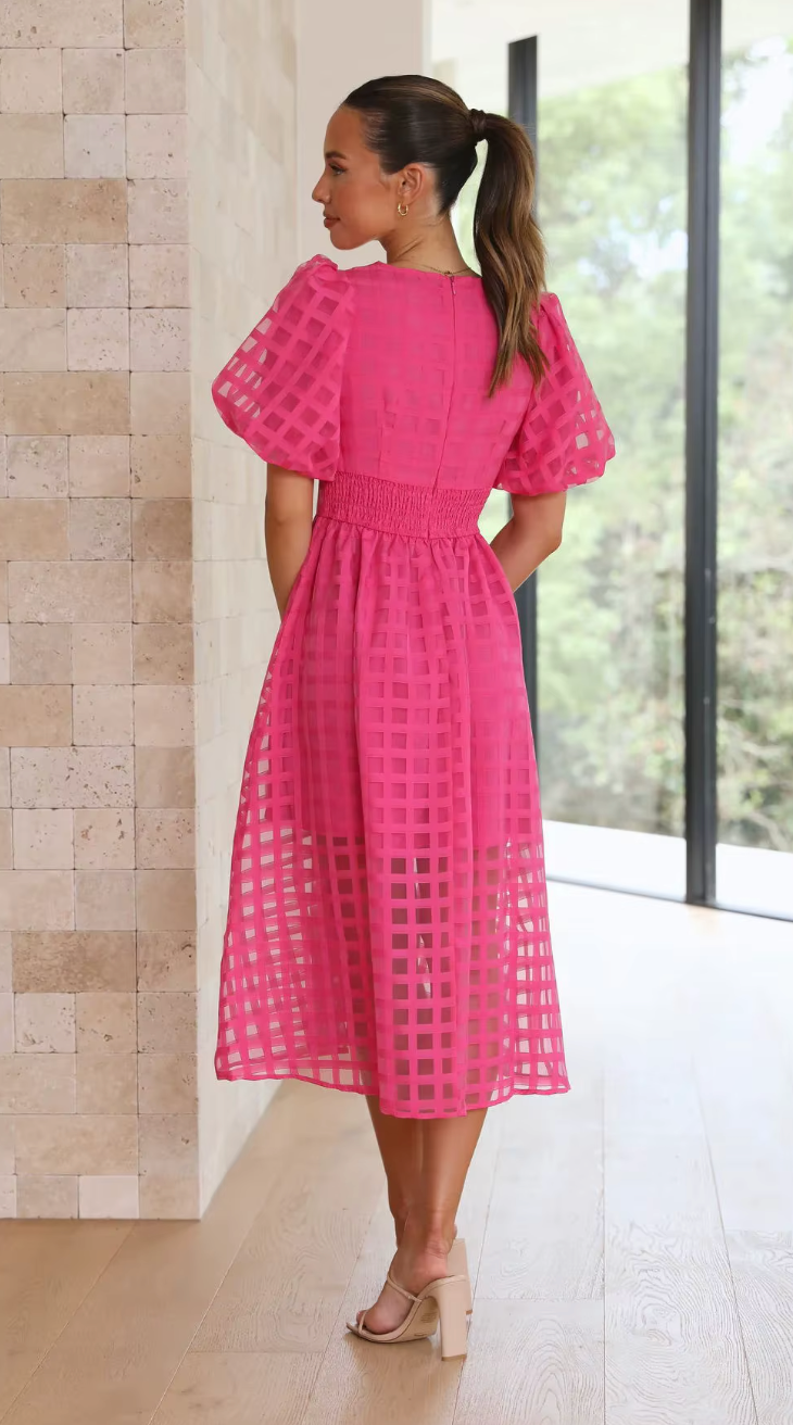 Julia – Abito midi in mesh con quadri