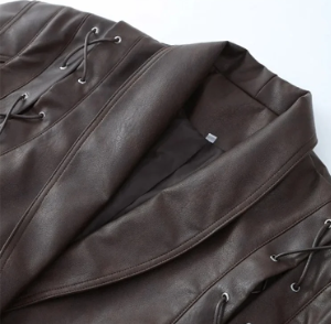 Milano – Giacca In Ecopelle Vintage Con Cintura
