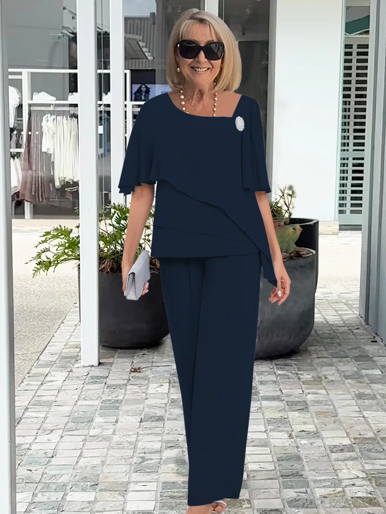 VITTORIA COMO | COMPLETO PANTALONE IN CHIFFON ELEGANTE PER DONNA