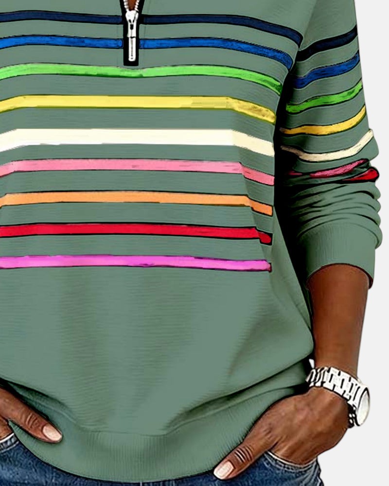 VITTORIA COMO | MAGLIONE A RIGHE CON ZIP DA DONNA