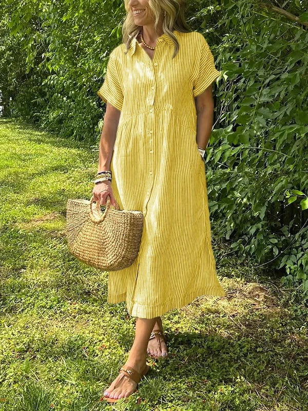 Angela – Vestito midi a camicia con bottoni