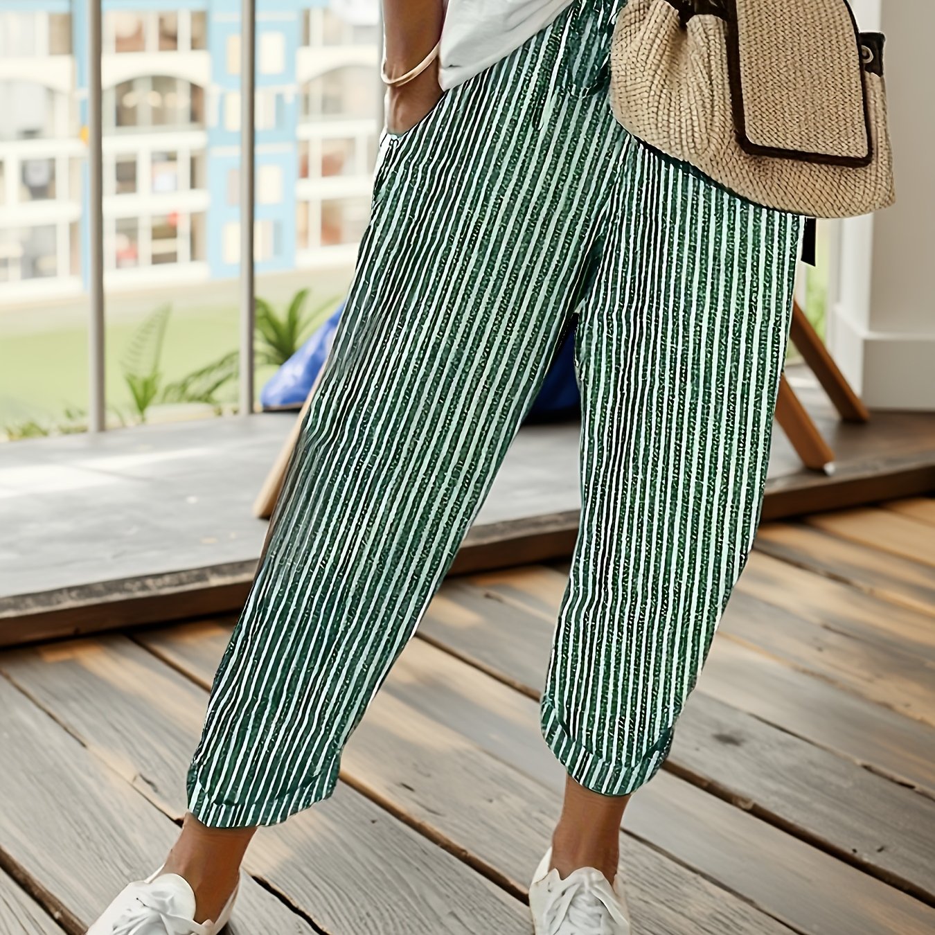 VITTORIA COMO | PANTALONI LARGHI A RIGHE DA DONNA